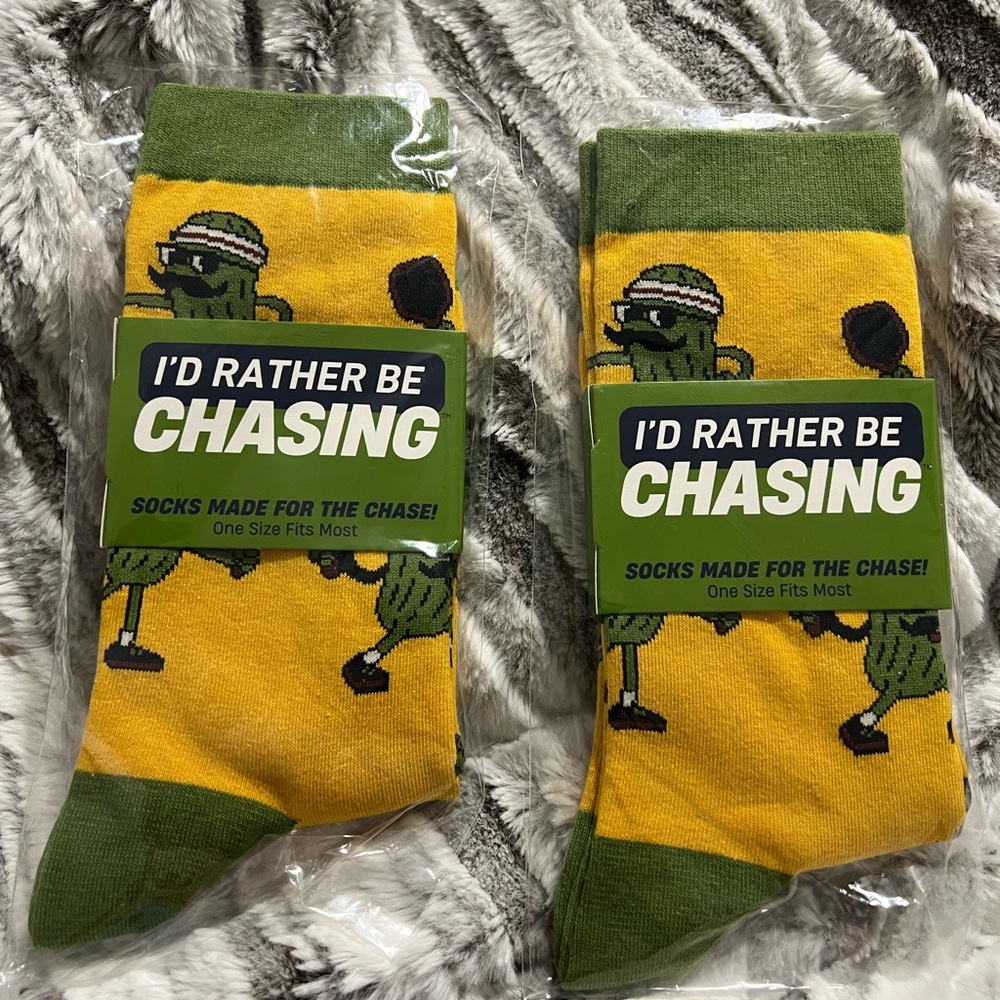 Pickle Sports Themed Men's Socks - Yellow and Green - Picture 2 of 2